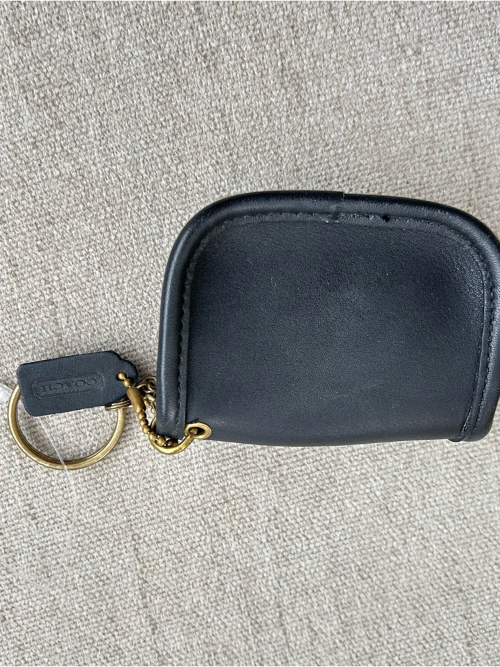 Vintage Coach Black Leather Mini Key Bag with Gold Turnlock - Picture 5 of 14